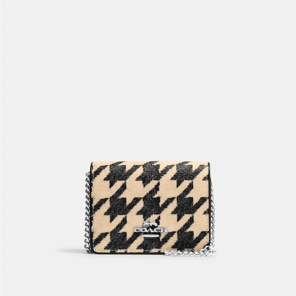 NWT Coach  Mini Wallet On A Chain With Houndstooth Print - Picture 5 of 8